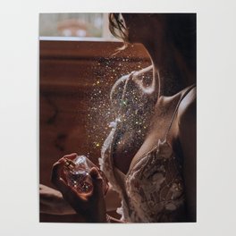 MAGIC IN ACTION | woman | perfume | Parisian | dark | evening | date | aesthetic | vintage | retro  Poster