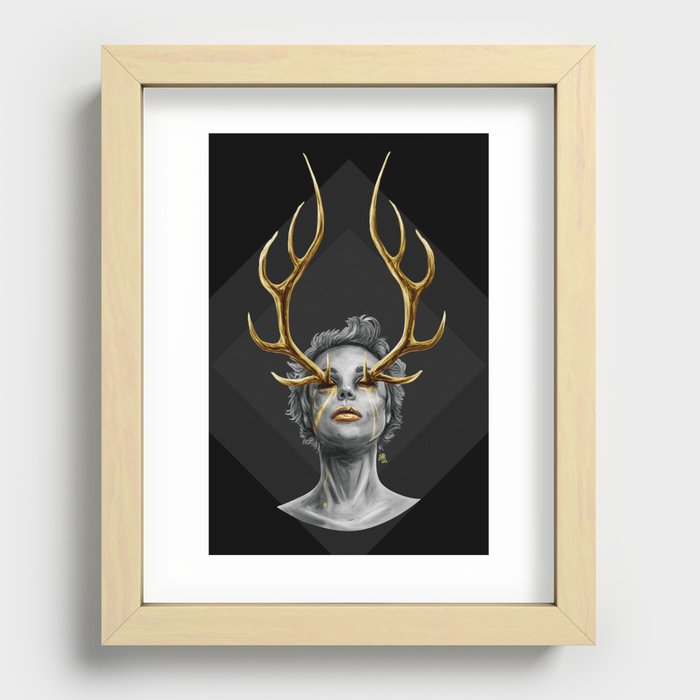 Antler Eyes - Black Recessed Framed Print