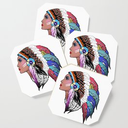 Native American woman,Indian American design Coaster