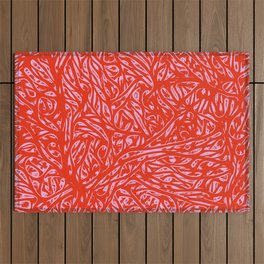 Summer Red Saffron - Abstract Botanical Nature Outdoor Rug