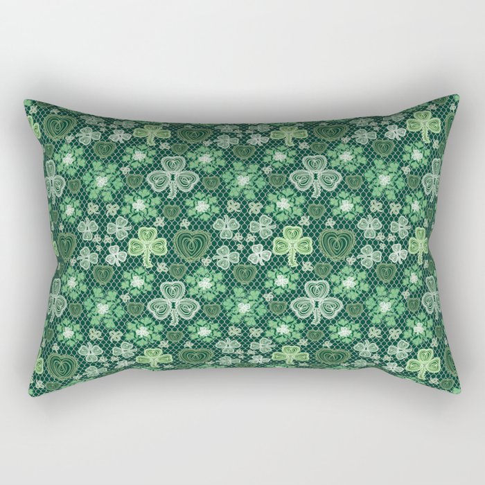 Dark Green Irish Lace Rectangular Pillow