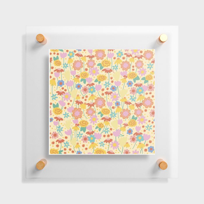 Floral pattern cream Floating Acrylic Print