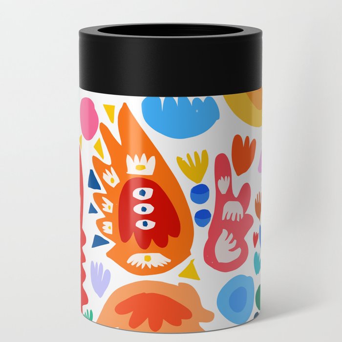 Spring Gouache Cut Out Joyful Abstract Pattern Design  Can Cooler