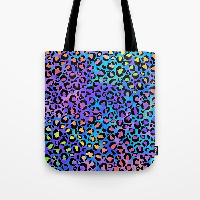 Neon Multi Colored Leopard Print Tote Bag