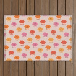 Happy Cloud Pattern, Cute Raining Clouds Outdoor Rug