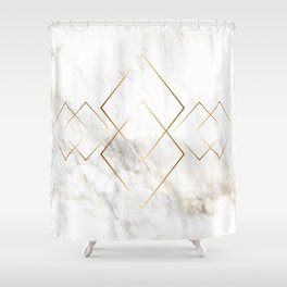 White Marble Gold Diamond Shower Curtain