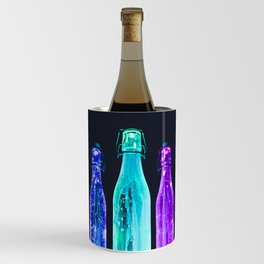 Three Colorful Bottles Blue Green And Purple Lightful Light Wine Chiller