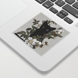 Cat With Flowers Sticker