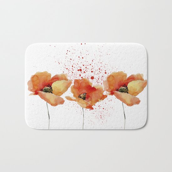 Three Poppies #society6 Bath Mat