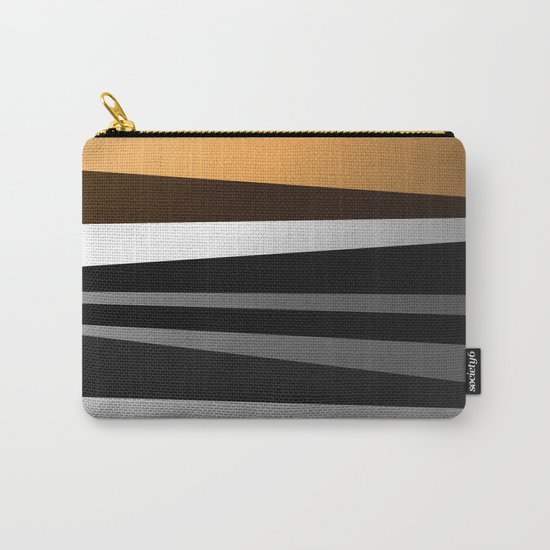 Metallic II - Abstract, geometric, metallic effect stripes, gold, silver, black Carry-All Pouch