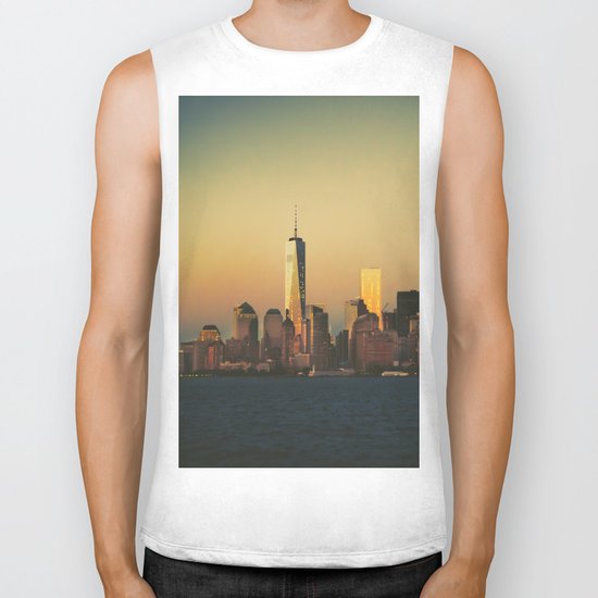 New York City Skyline - Dramatic Sunset Biker Tank