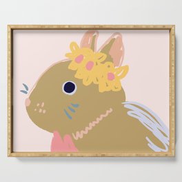 Modern Simple Pink Yellow Blue Rabbit Design  Serving Tray