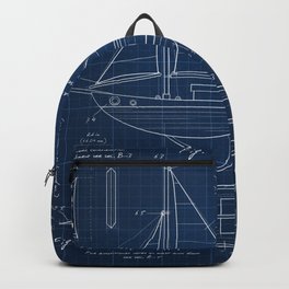 Toy Sailboat Blueprint Backpack | Novelty, Sailboat, Decor, Vintage, Blueprint, Engineer, Boat, Grid, Nautical, Construction 