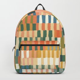 Pastel Mosaic #2 Backpack | Vintage, Geometry, Abstraction, Lined, Gigi Rosado, Peach, Painting, Stripe, Pattern, Striped 