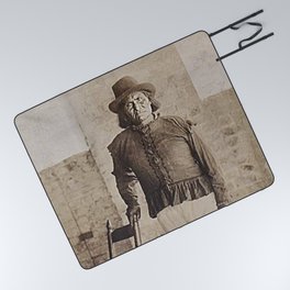 Geronimo - Very Rare 1900 Native American Apache tribe black and white photograph - photography  Picnic Blanket