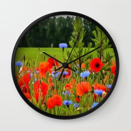 Poppies And Cornflowers Wall Clock