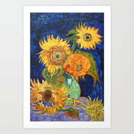 Van Gogh, Five Sunflowers 1888 Artwork Reproduction, Posters, Tshirts, Prints, Bags, Men, Women, Kid Art Print