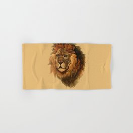 Vintage brown orange yellow lion large cat Hand & Bath Towel