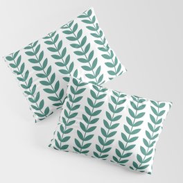 Green Blue Scandinavian leaves pattern Pillow Sham