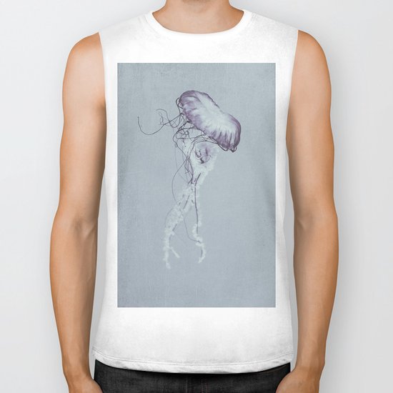 Jellyfish Black and White Biker Tank