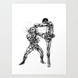 Kick Boxing B&W Art Print