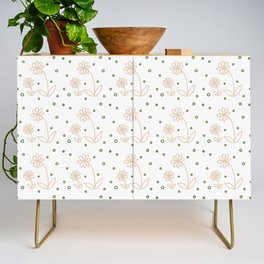 Daisies and Dots 2 - White, Sand and Palm Green Credenza
