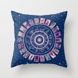 Major Arcana & Wheel of the Zodiac | Pastel Goth Throw Pillow