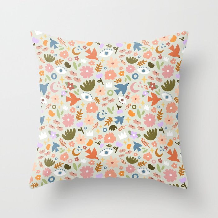Fun with florals pastel  Throw Pillow