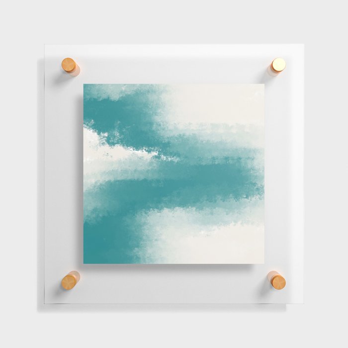 The Call of the Ocean 1 - Minimal Contemporary Abstract - White, Blue, Cyan Floating Acrylic Print