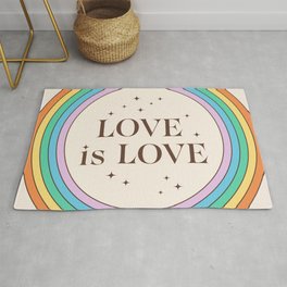 Love is Love Vintage Rainbow Beige  Area & Throw Rug