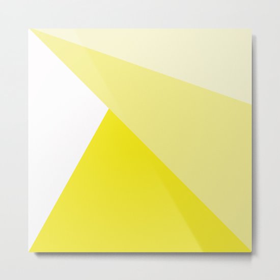 Simple Geometric Triangle Pattern- White on Yellow - Mix & Match with Simplicity of life Metal Print