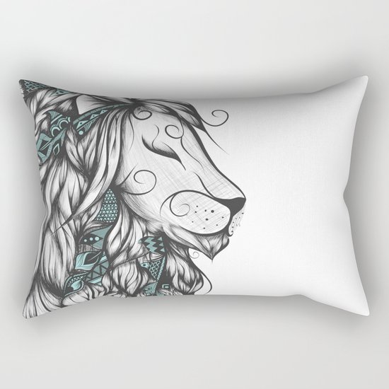 Poetic Lion Turquoise Rectangular Pillow