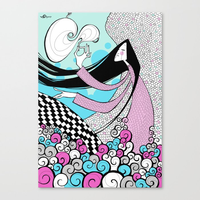 Composition in pink and blue Canvas Print
