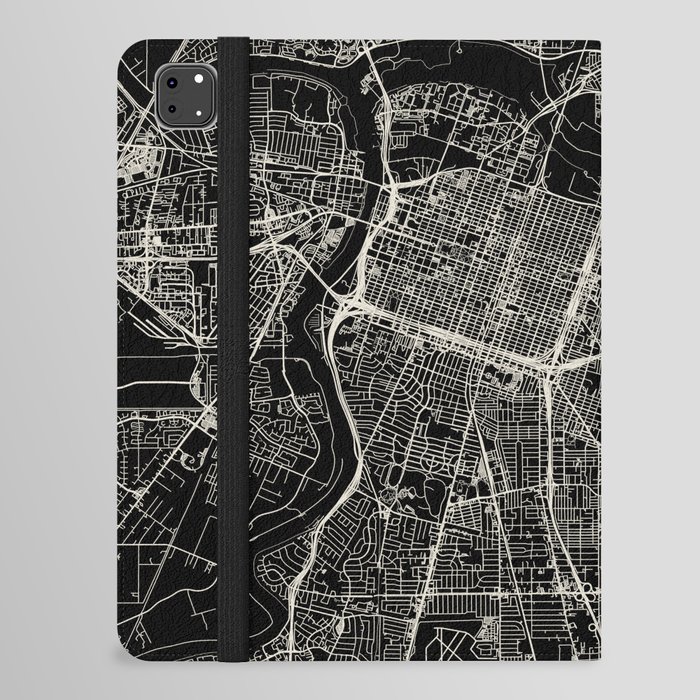 USA, Sacramento City Map - Aesthetic - Black and White iPad Folio Case