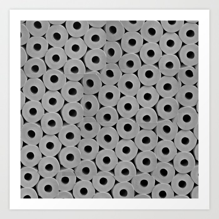 Toilet Paper Tiles in Shades of Gray Art Print