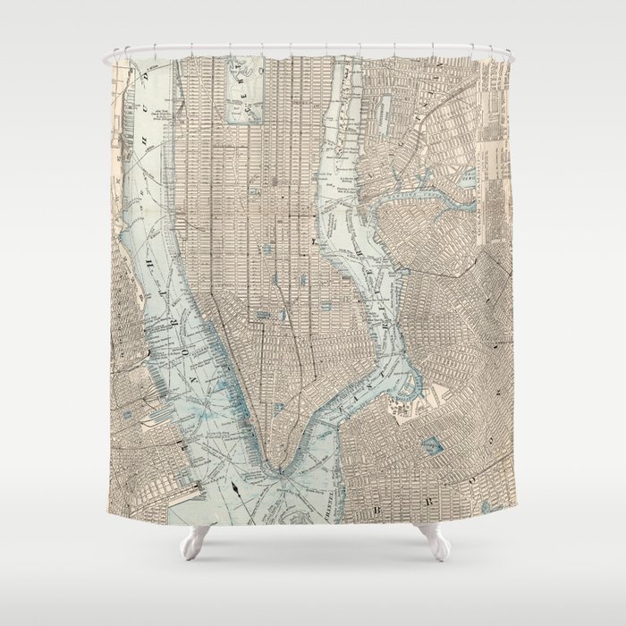Vintage Map of New York City (1893) Shower Curtain
