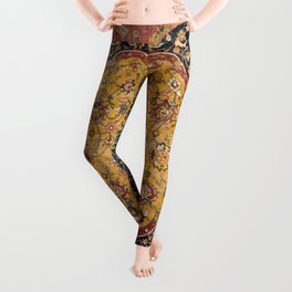 Indian Boho III // 16th Century Distressed Red Green Blue Flowery Colorful Ornate Rug Pattern Leggings