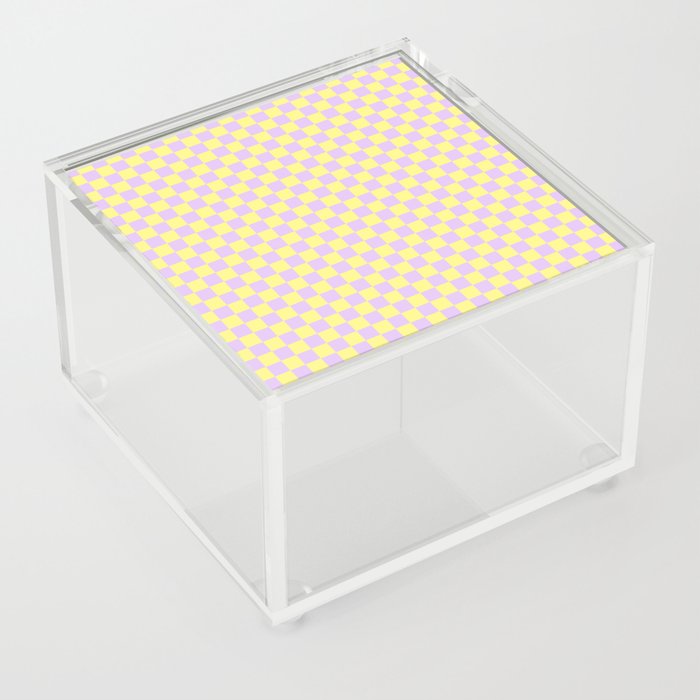 Yellow and Lavender color Checker Checkerboard Minimalist Backdrop Pattern Acrylic Box