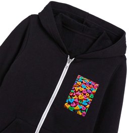 Abstract 3D Art with Letters, Hearts and Geometric Shapes by Emmanuel Signorino Kids Zip Hoodie