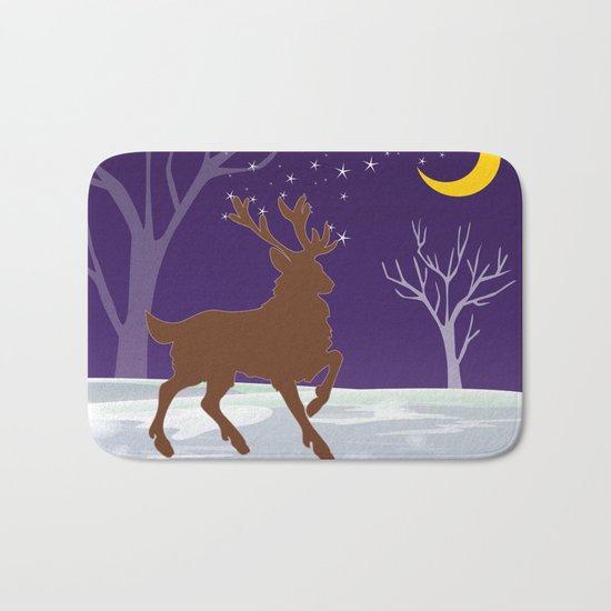 Deer on the ice Bath Mat