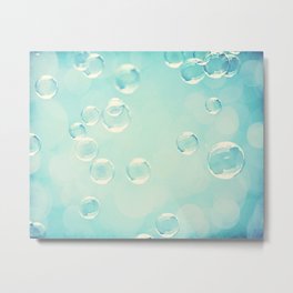 Bubble Photography, Laundry Room Soap Bubbles, Aqua Teal Bathroom Photography Metal Print