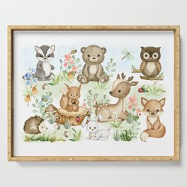 Watercolor Woodland Forest Animals Serving Tray