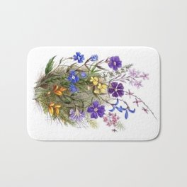 Vintage Wildflowers Bath Mat | Vintage, Oil, Stunningfashionstyle, Ink, Purple, Yellow, Colorfulfloral, Retrochic, Abstract, Other 