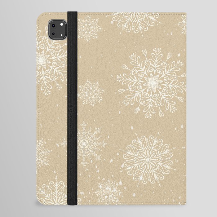 Festive Snowflakes Neutrals iPad Folio Case