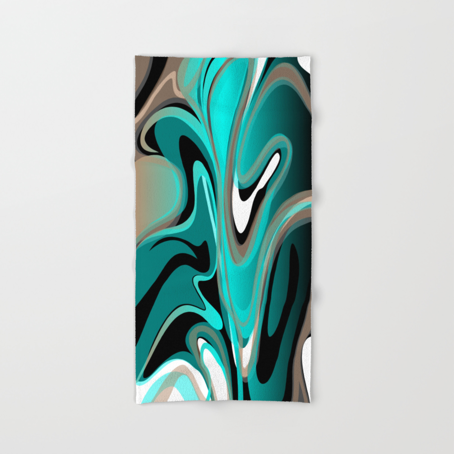 Liquify 2 Brown Turquoise Teal Black White Hand Bath Towel By Elsysart Society6