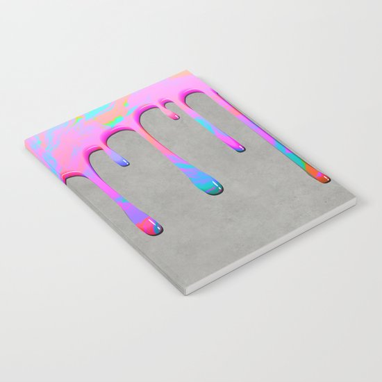 Pink Dripping Paint on Grey Notebook