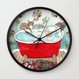 Reading in the Bath Wall Clock