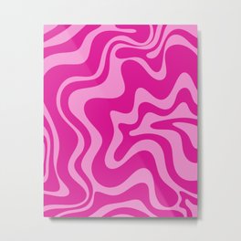 Retro Liquid Swirl Abstract Pattern in Y2K Deep Pinks Metal Print | Pattern, Pink, Maximalist, Hot Pink, Bright Pink, Retro, 60S, Y2K, Pop Art, Colorful 