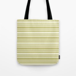 [ Thumbnail: Beige & Dark Khaki Colored Lined/Striped Pattern Tote Bag ]