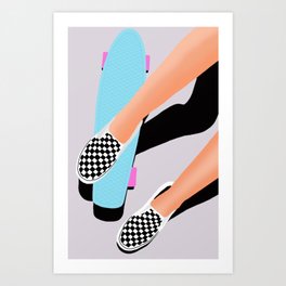 Skater girl poser- Graphic Design Art Art Print